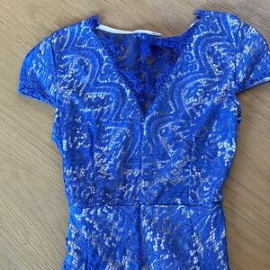 Lovelace Electric Blue Lace Mini Dress
